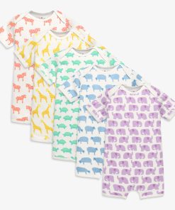Animal friends organic babysuit shortie 5-pack gift set