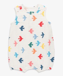 Baby henley tank shortie in rainbow birds