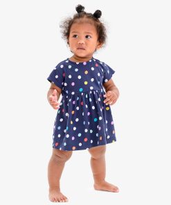 Baby dress in rainbow confetti dots
