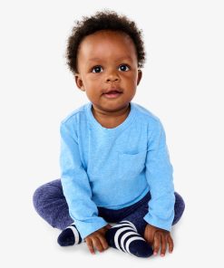 Baby heathered long sleeve pocket tee