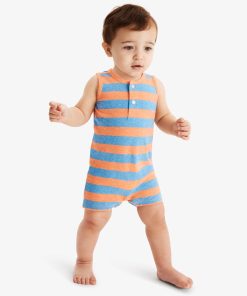 Baby heathered henley shortie in stripe