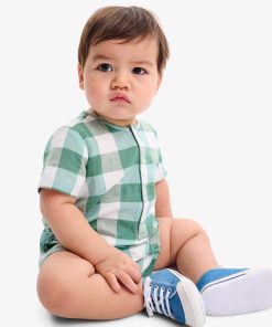 Baby henley picnic shortie in gingham