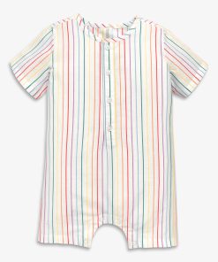Baby henley picnic shortie in rainbow pinstripe