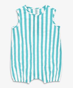 Baby henley tank shortie in seersucker stripe
