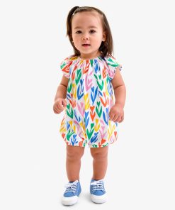 Baby flutter sleeve shortie in rainbow tulip fields