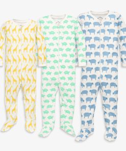 Baby animal friends organic footie first year 3-pack