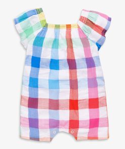 Baby flutter sleeve shortie in rainbow gingham