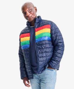 Adult puffer jacket in stripe (unisex fit)
