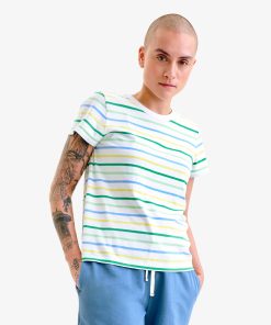 Adult classic crewneck multi-stripe tee (women's fit)