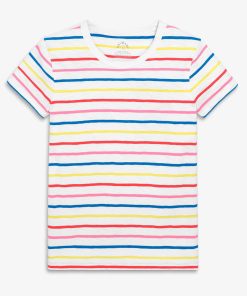 Adult classic slub crewneck multi-stripe tee (women's fit)