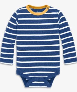 Baby heathered long sleeve babysuit in stripe